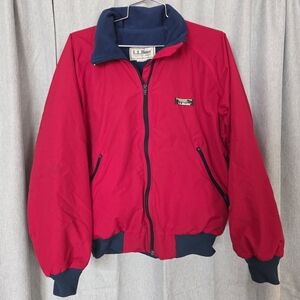 Vintage L.L. Bean Warmup Bomber Jacket Women’s S/M Red Lined Made in USA